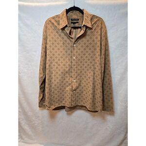 Banana Republic Organic Cotton Men's Button Down Long Sleeved Beige Shirt Size L